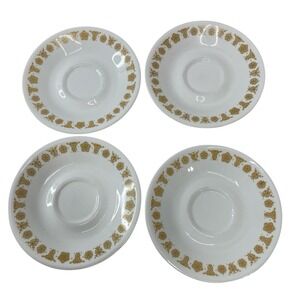 Set of 4 Corelle Corning  Butterfly Gold Saucers‎ 6.25" Living ware Vintage